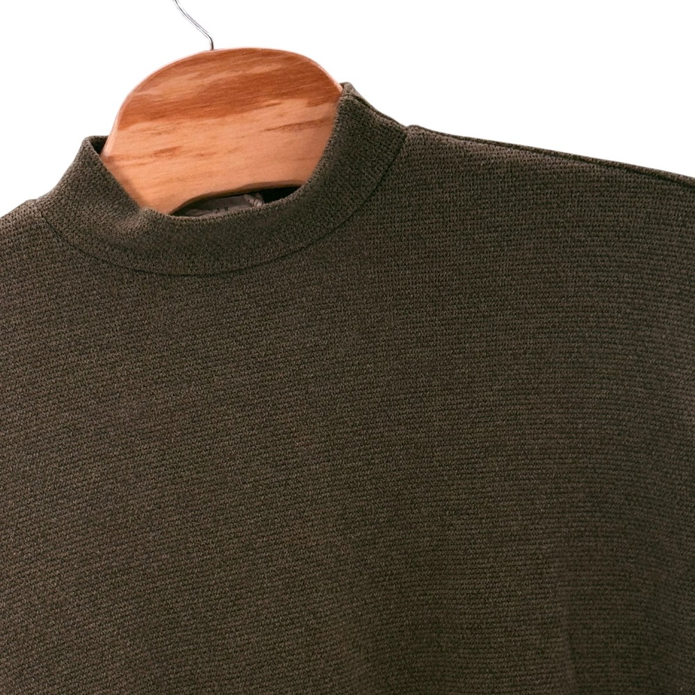 Lush Mock Neck Pullover Sweater Textured Knit Olive Green XS casual chic comfy